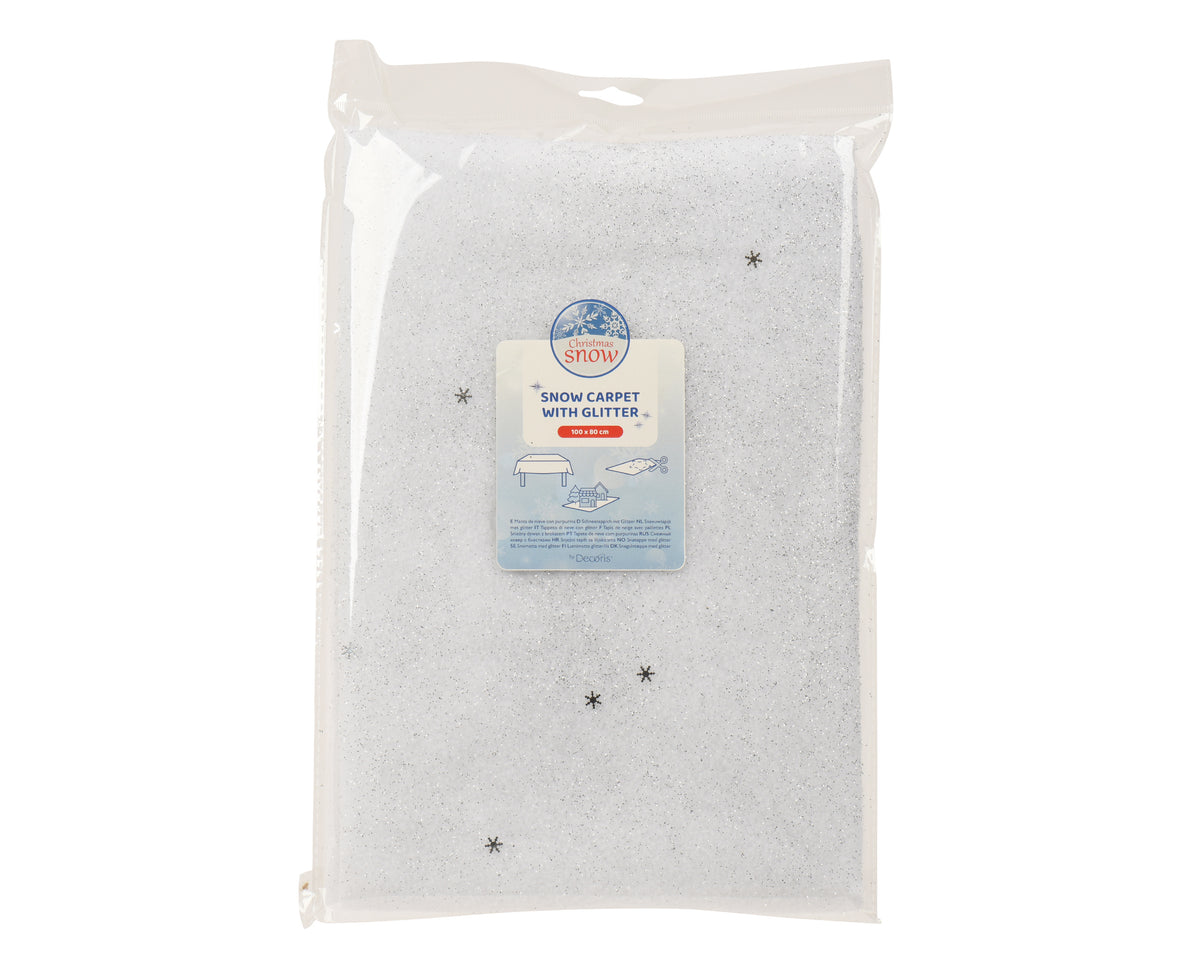 Snow Carpet with Glitter Artificial White Snow - 100cm