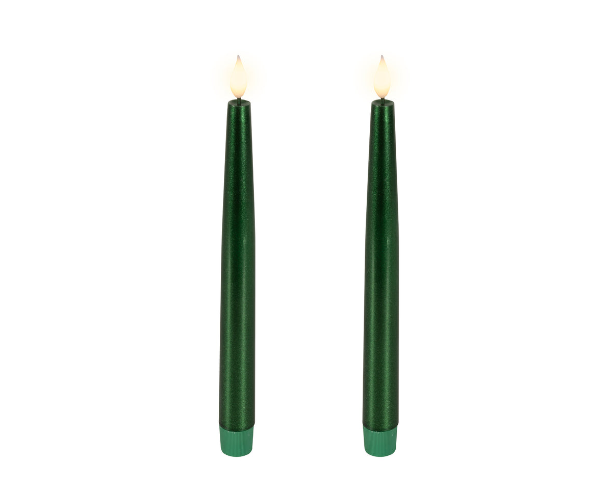 LED Realistic Green Dinner Candle with Flame Effect 24.5cm