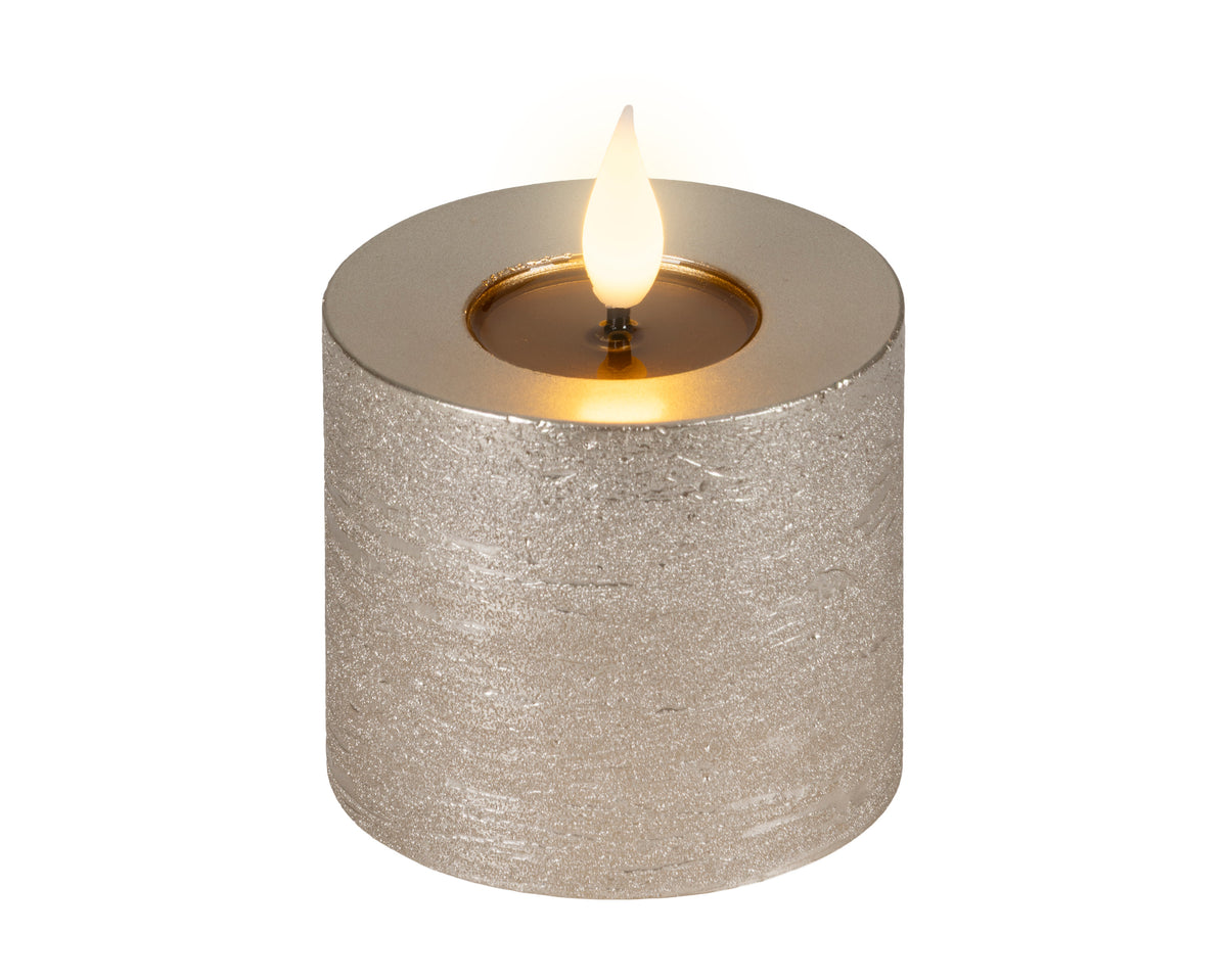 LED Realistic Light Grey Candle with Flame Effect 9.5cm