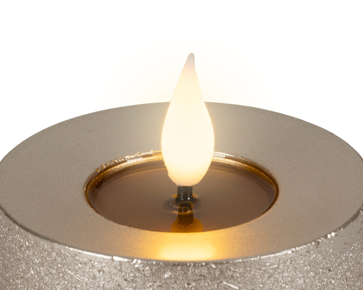 LED Realistic Light Grey Candle with Flame Effect 9.5cm