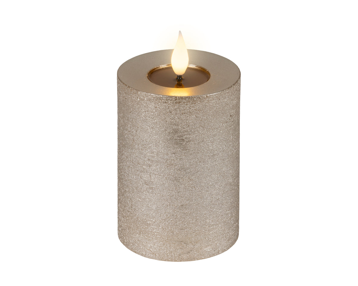LED Realistic Light Grey Candle with Flame Effect 13.5cm
