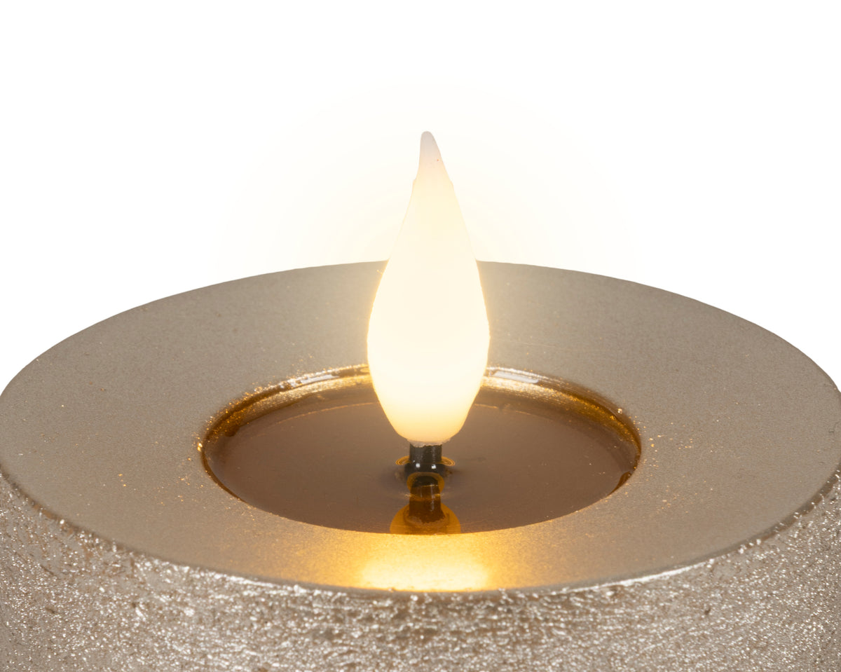 LED Realistic Light Grey Candle with Flame Effect 13.5cm
