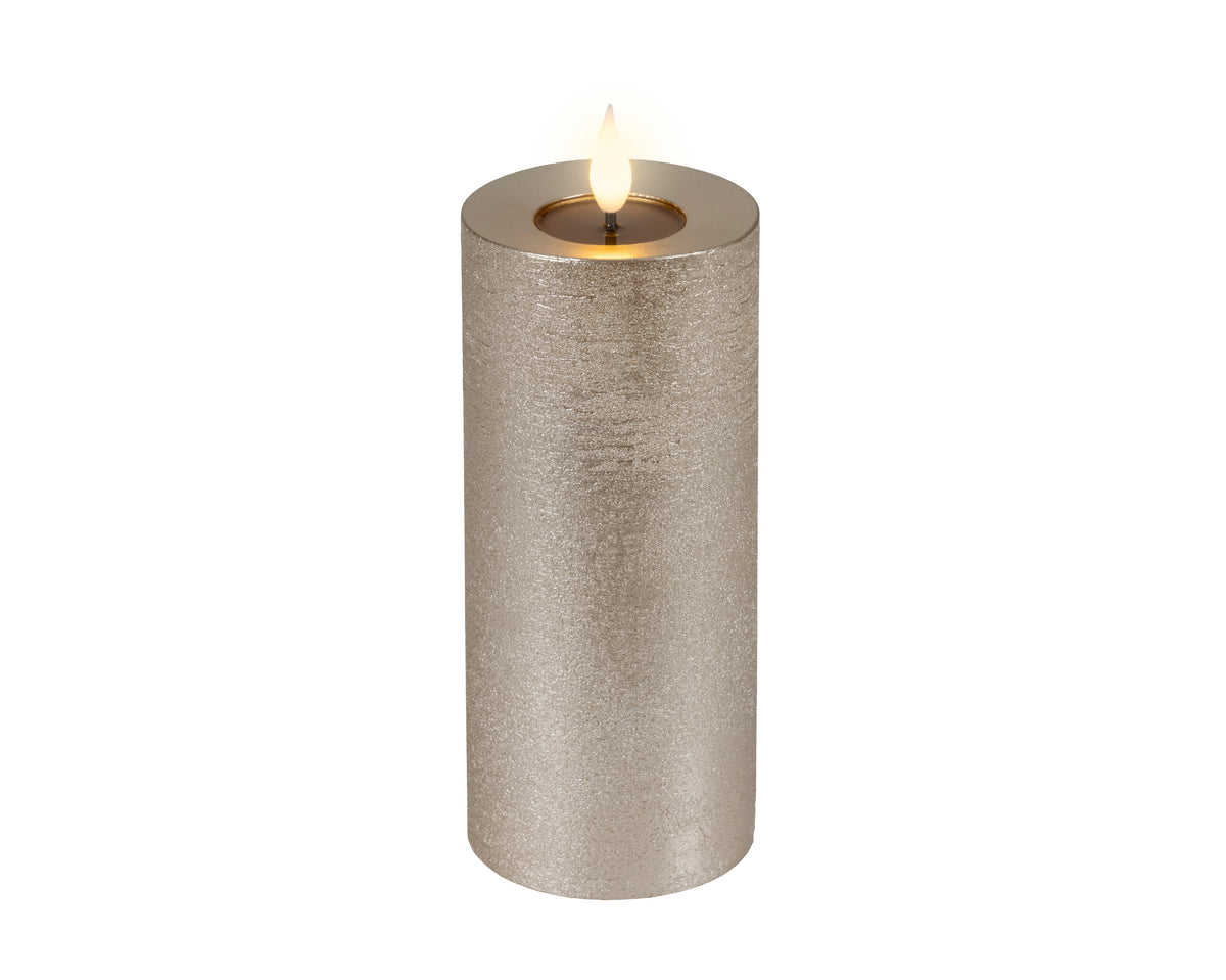 LED Realistic Light Grey Candle with Flame Effect 20cm
