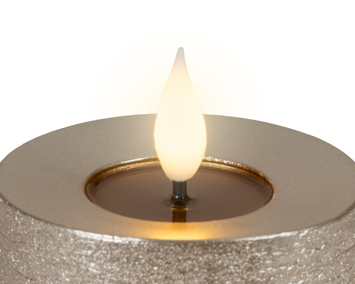 LED Realistic Light Grey Candle with Flame Effect 20cm