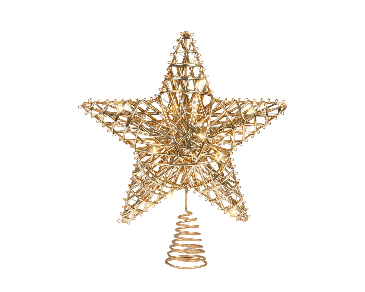 Micro LED Gold Star Light Up Tree Topper 27cm