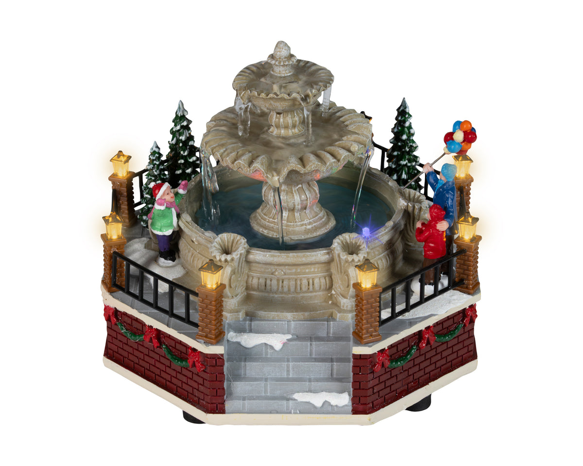 Lumineo Winter Water Fountain Scene with Real Flowing Water - 17.5cm