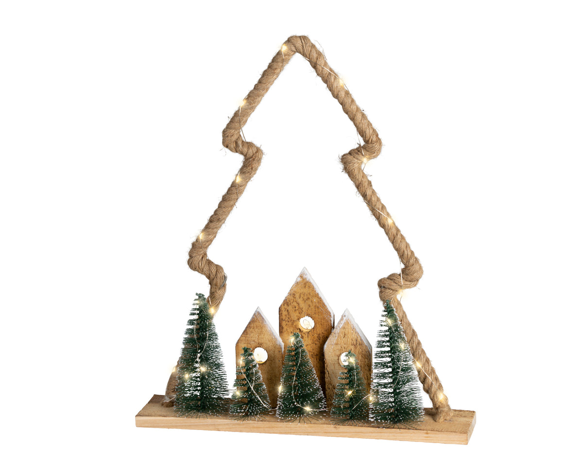 Micro LED Rope Tree with Christmas Trees Table Ornament 47cm