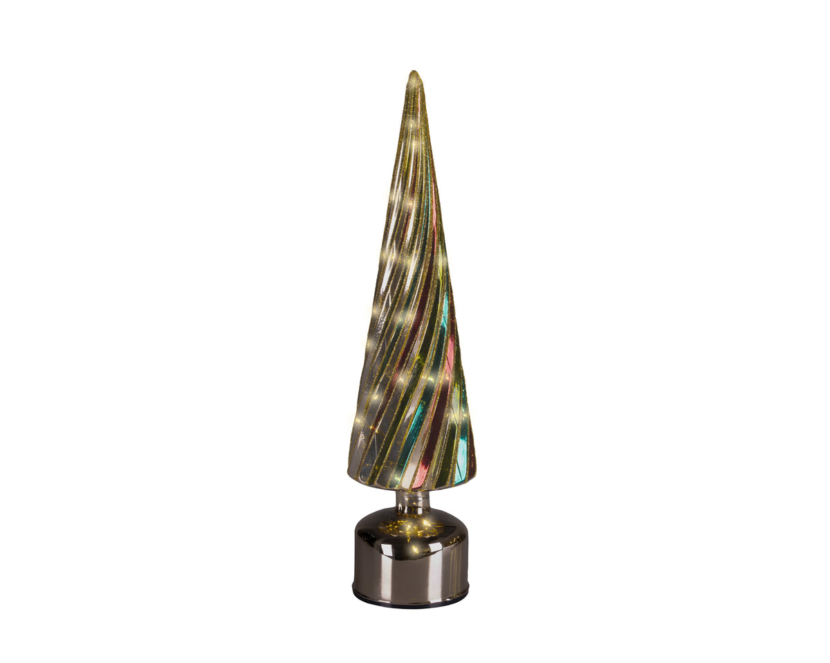 Classic Traditional Design Micro LED Flashing Effect Rotating Tree Glass Ornament - 40cm