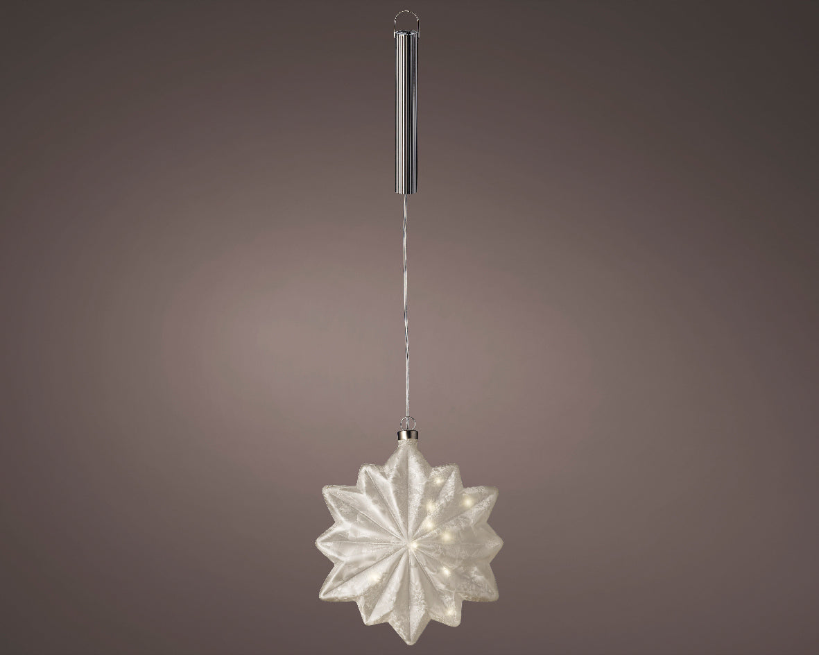 Battery Operated Frost Flower Indoor Hanging Decoration with Warm White Micro LEDs
