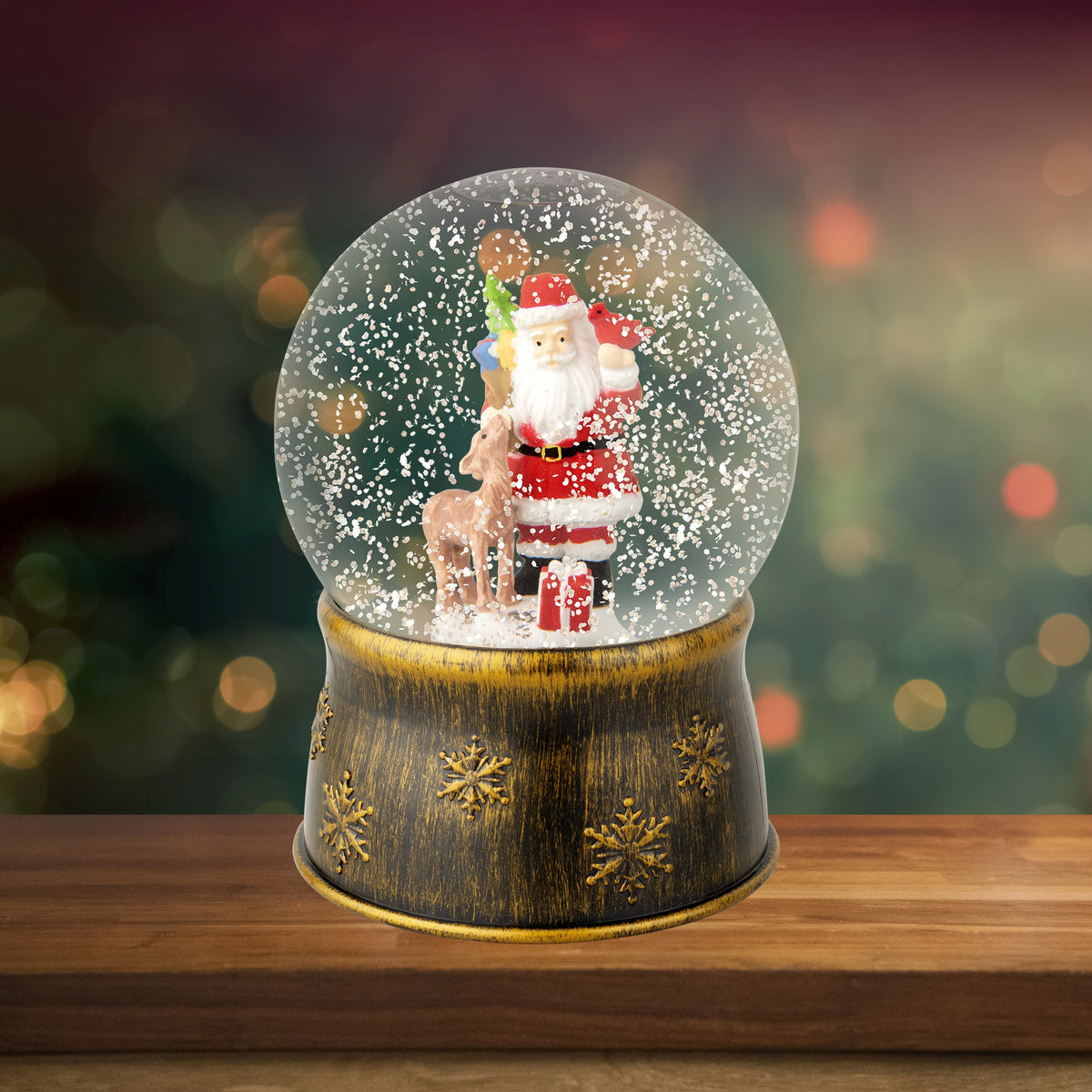 Lumineo LED Light Up Snow Water Spinner Santa Snow Globe 17.5cm