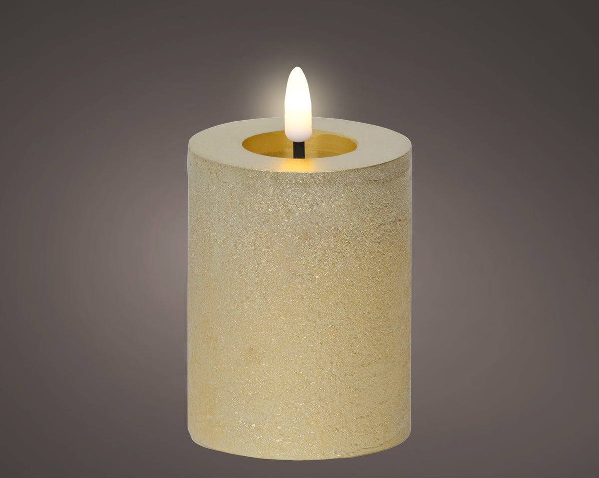 LED Wick Gold Candle with Flame Effect 11.3cm