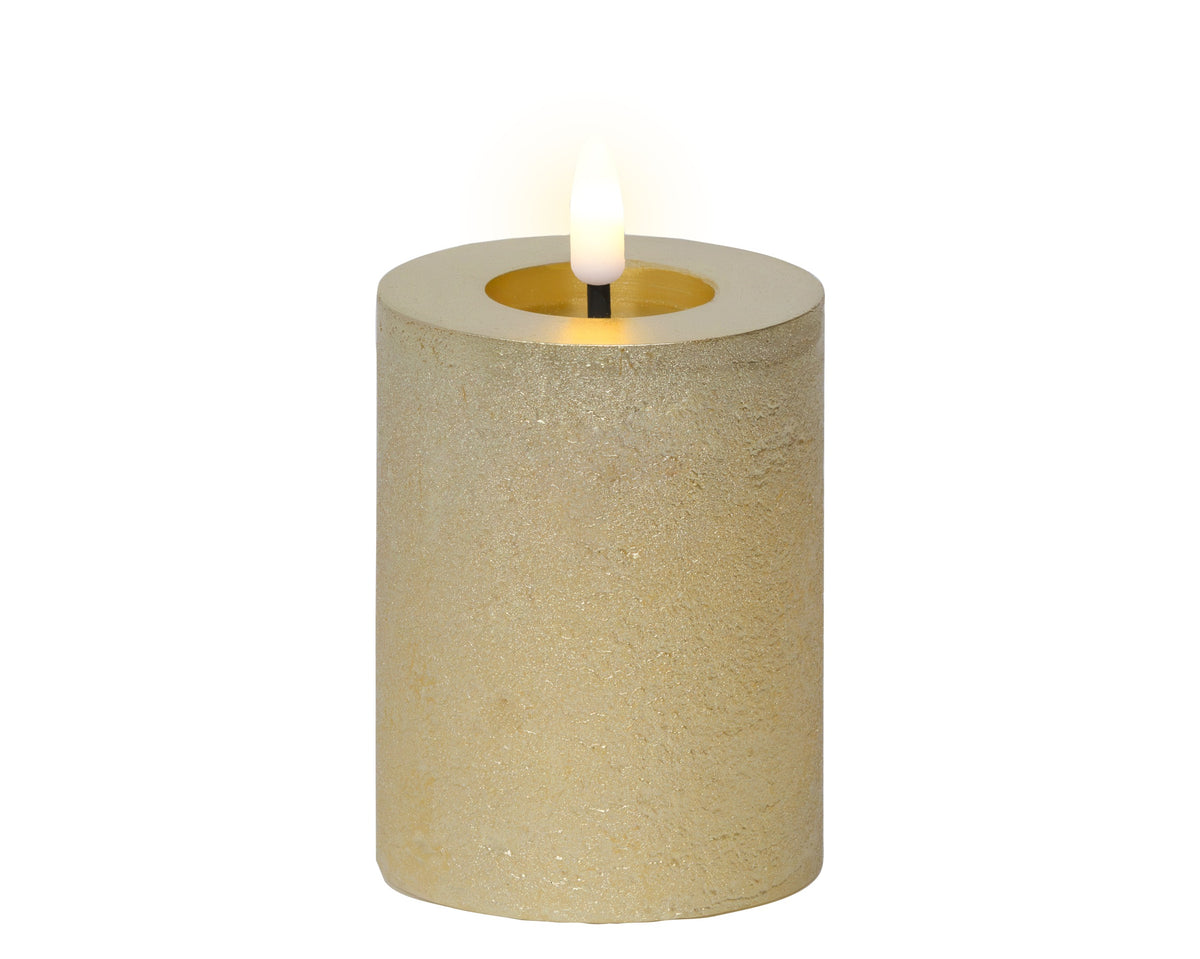LED Wick Gold Candle with Flame Effect 11.3cm