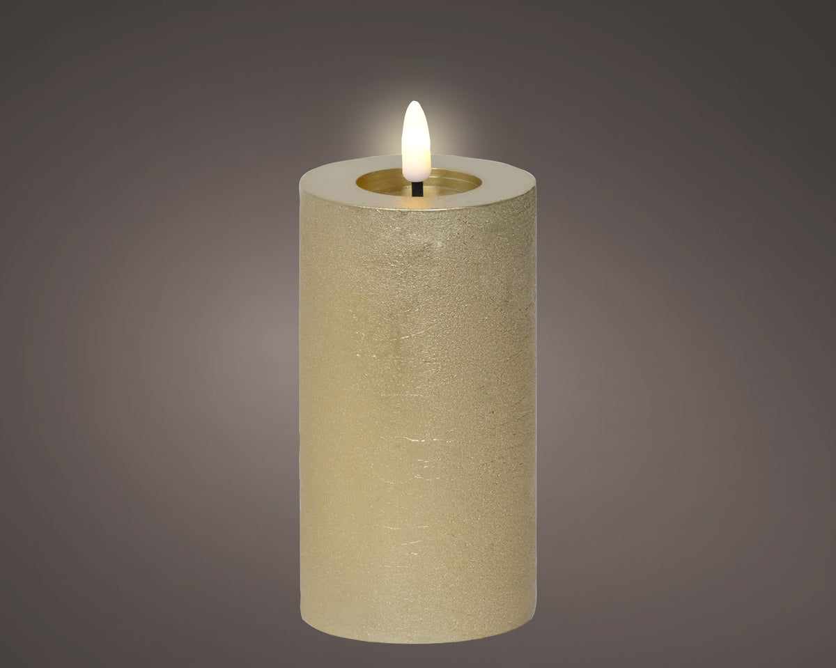 LED Wick Gold Candle with Flame Effect 15cm