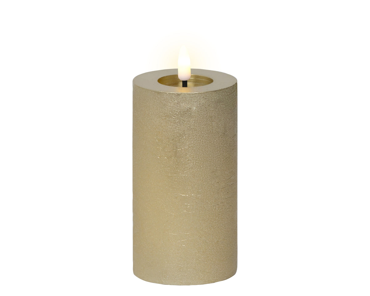 LED Wick Gold Candle with Flame Effect 15cm