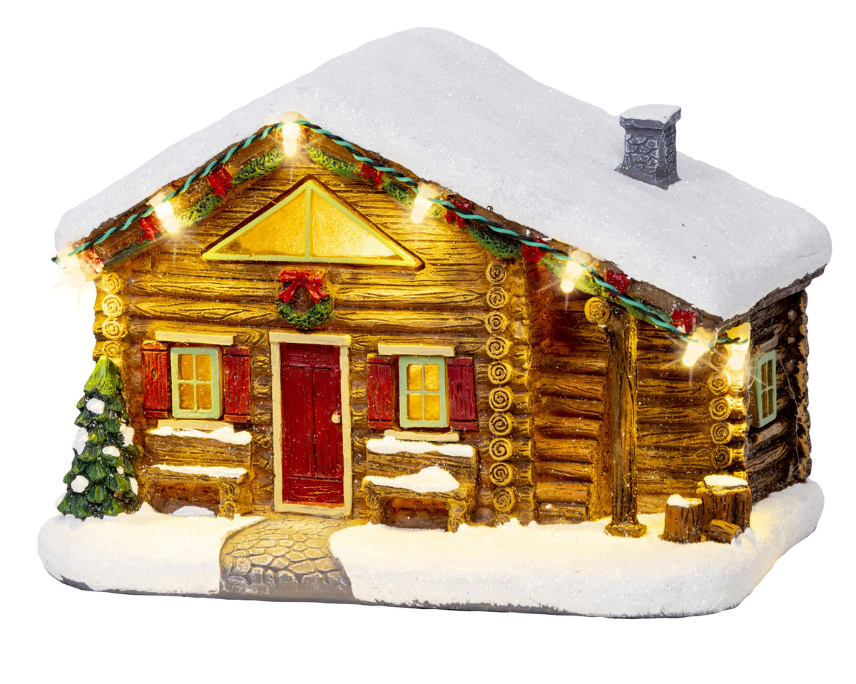 Lumineo LED Christmas Village Wooden Lodge Scene