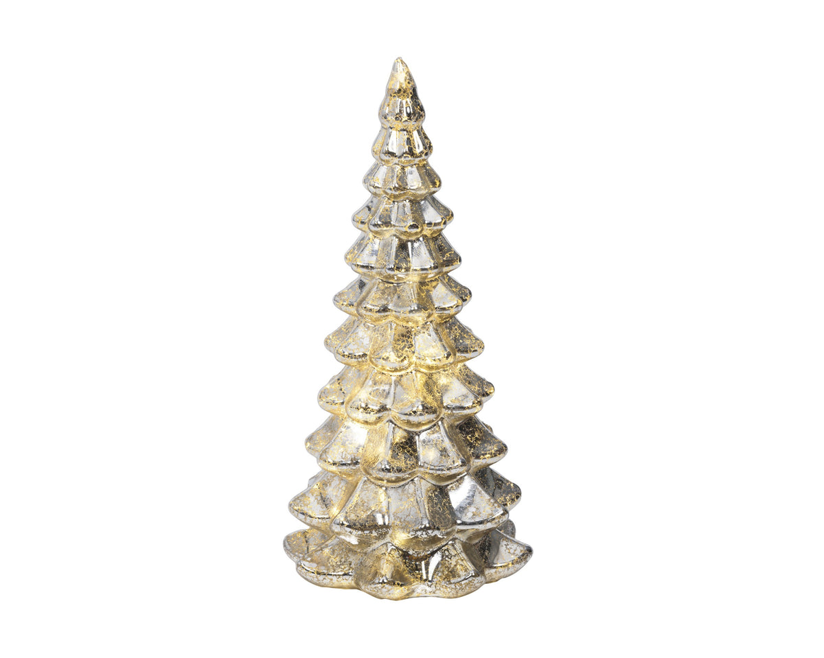 Warm White Micro LED Silver Glass Tree 21cm