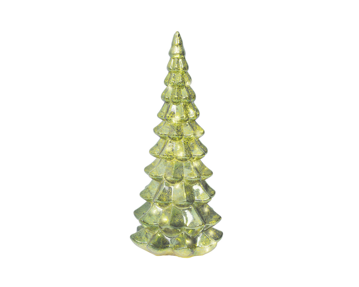 Warm White Micro LED Green Glass Tree 32cm