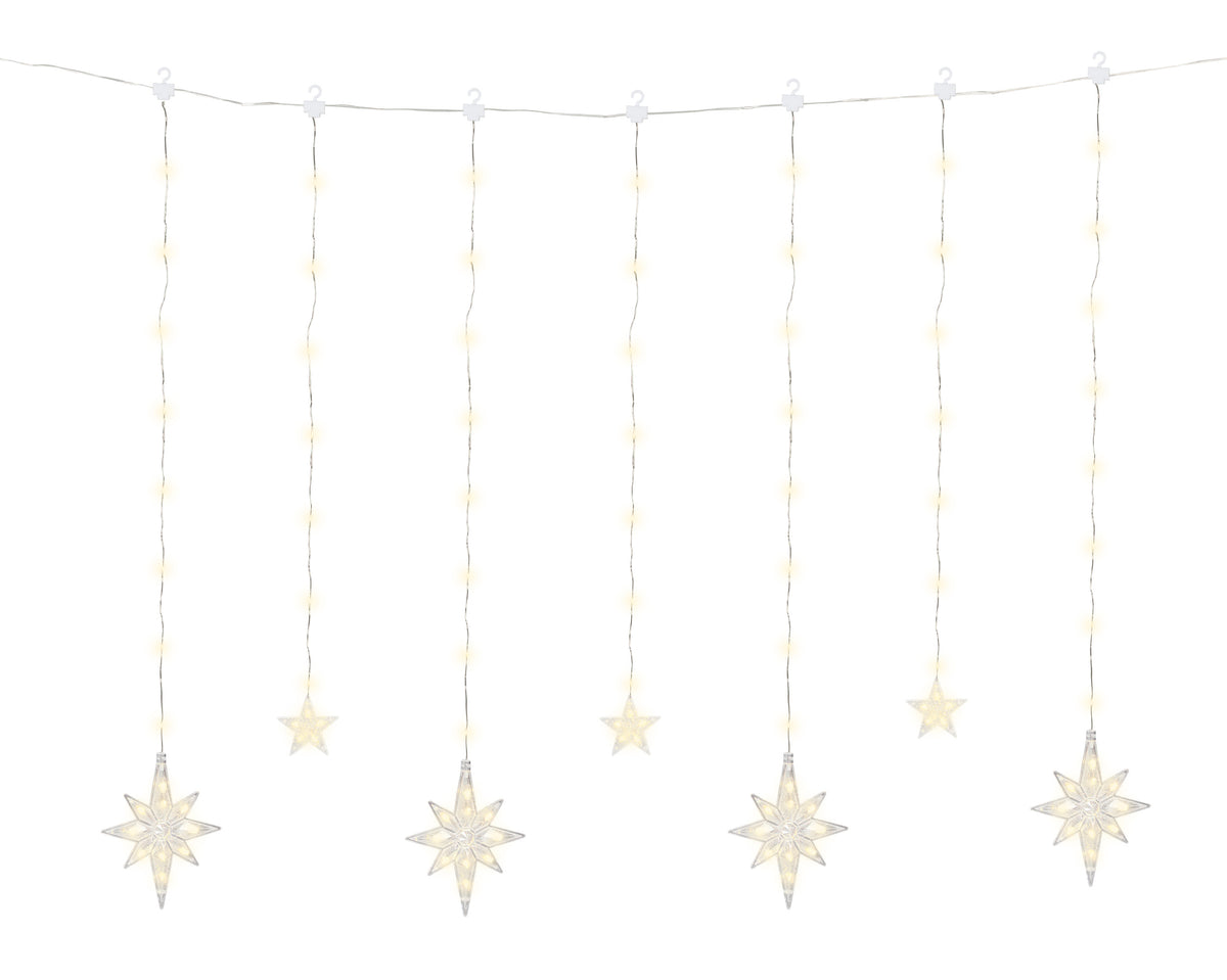 Warm White Micro LED Snowflake Curtain with 8 Functions 120cm