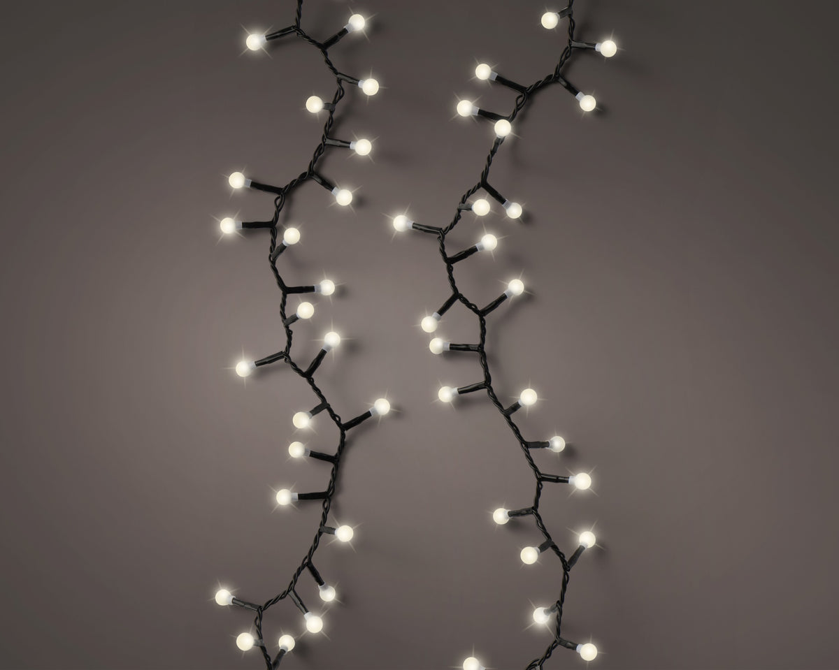 Warm White LED Cherry Compact Twinkle Outdoor Lights with 11m Black Cable - 500 LEDs