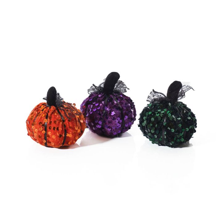 Spooktacular Sequin Polyester Pumpkin Ornament