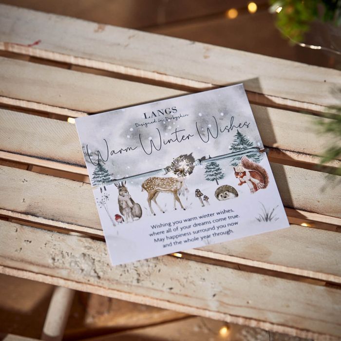 Christmas Heart Wreath Bracelet On Woodland Animal Card With Envelope