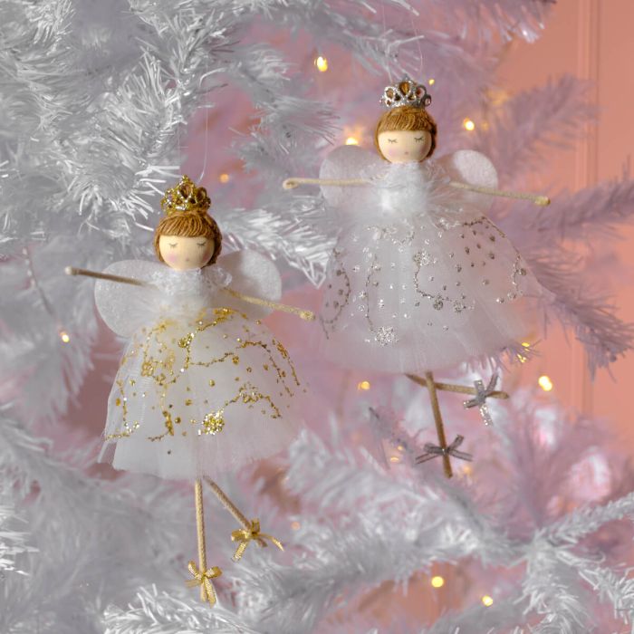 Christmas Fairy with Gold or Silver Tutu Crown & Wings on Hanger