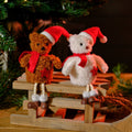 Christmas Teddy White And Brown Shelf Sitter