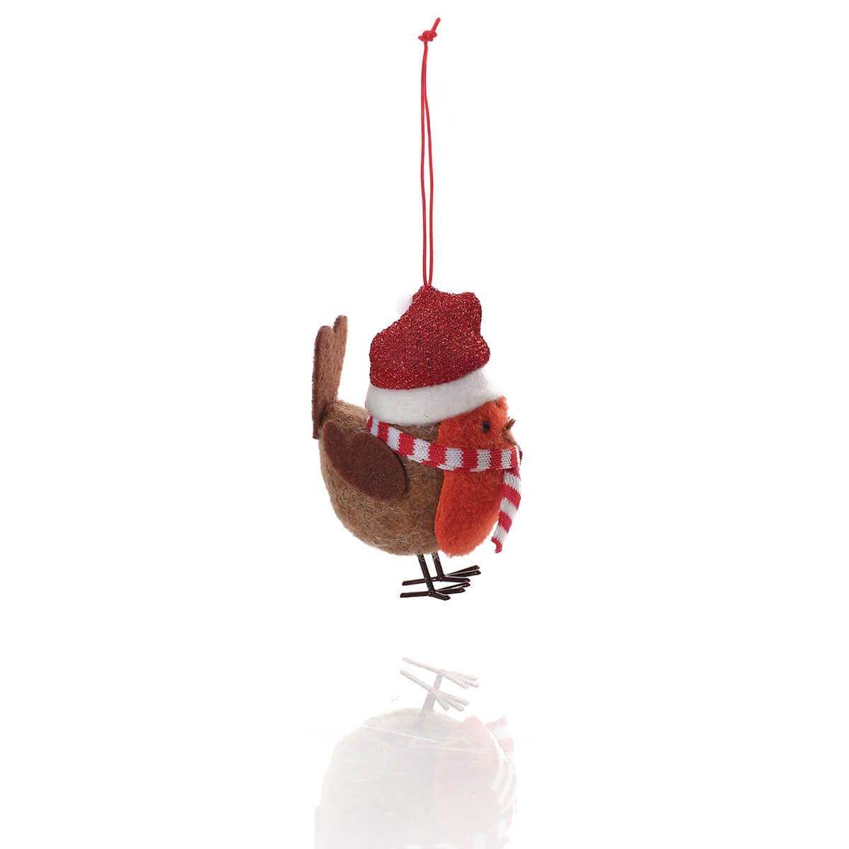 Jingle And Joy Fabric Robin With Hat, Scarf And Feet Hanger