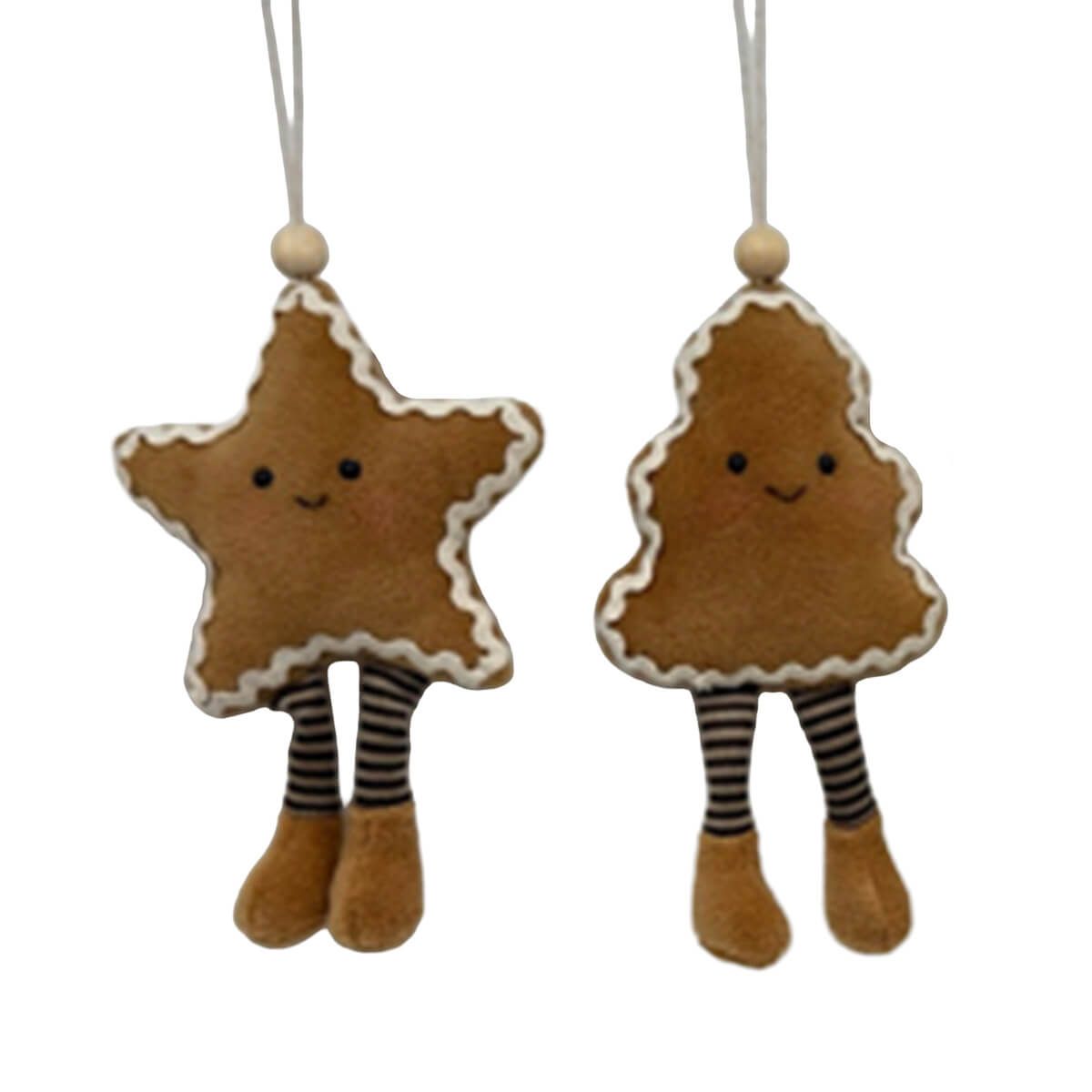 Festive Gingerbread Star or Tree Hanging Ornament 16cm