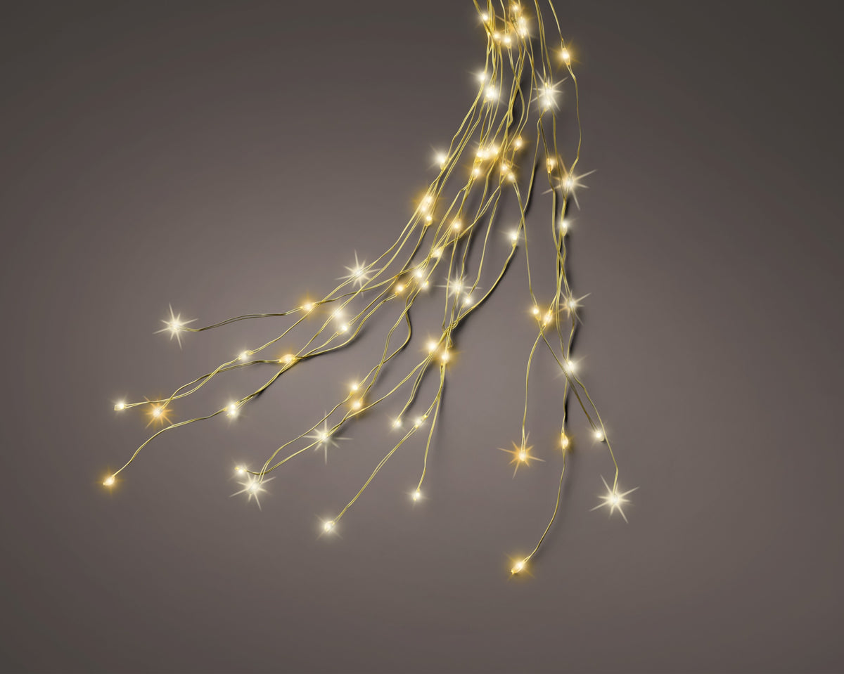 Lumineo Warm White Micro LED Tree Bunch with Twinkle and Static Effect Outdoor Lights 2.1m Gold Cable - 672 LEDs