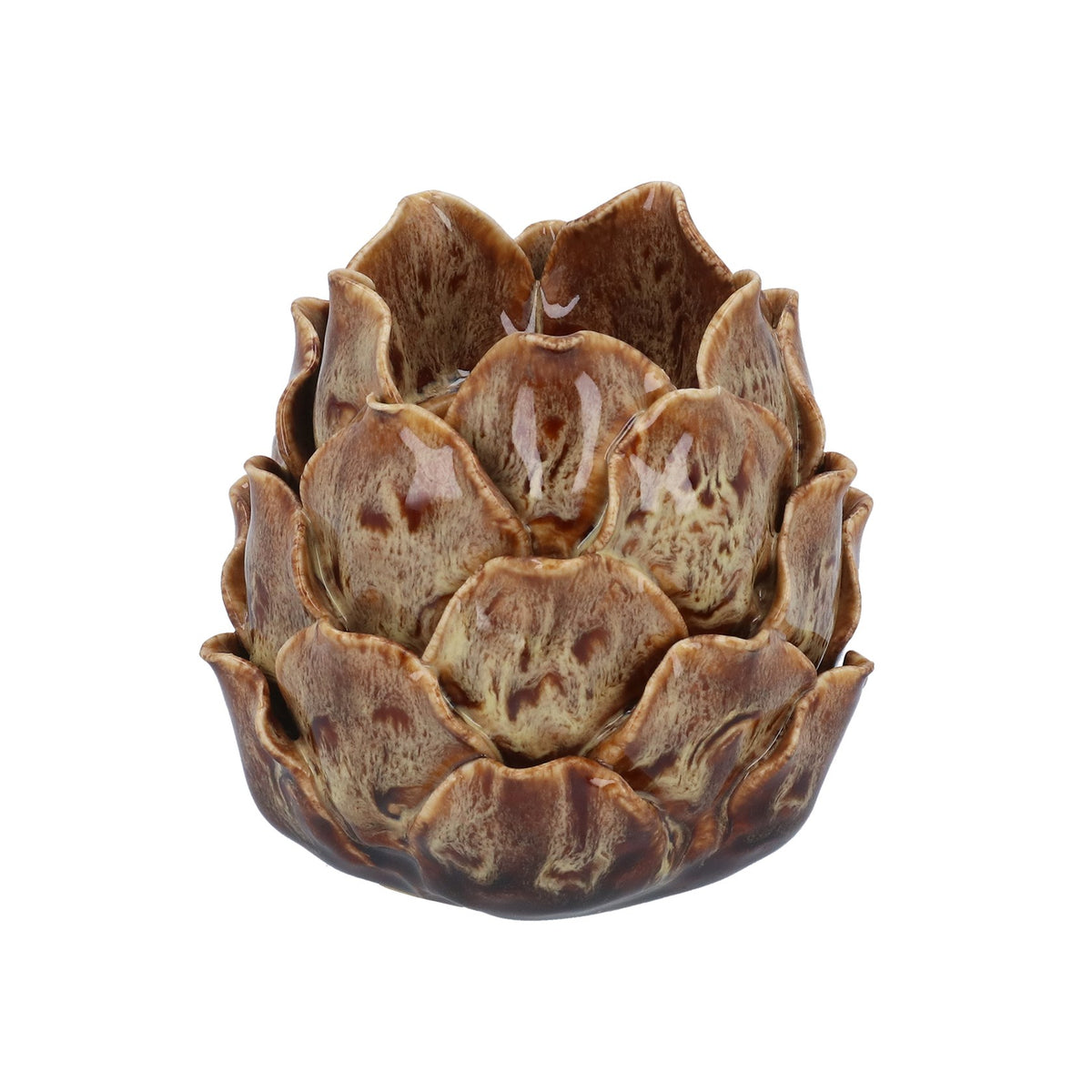 Gisela Graham Brown Reactive Glaze Artichoke Porcelain T-lite Holder - 10cm