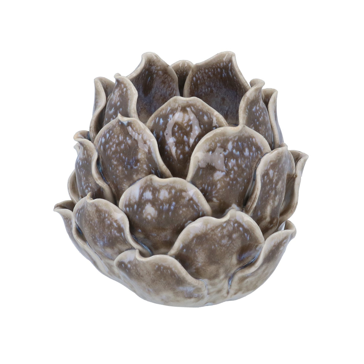 Gisela Graham Grey Reactive Glaze Artichoke Porcelain T-lite Holder - 10cm