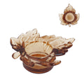 Gisela Graham Dark Amber Maple Leaf Glass T-Lite Holder - 3.5cm