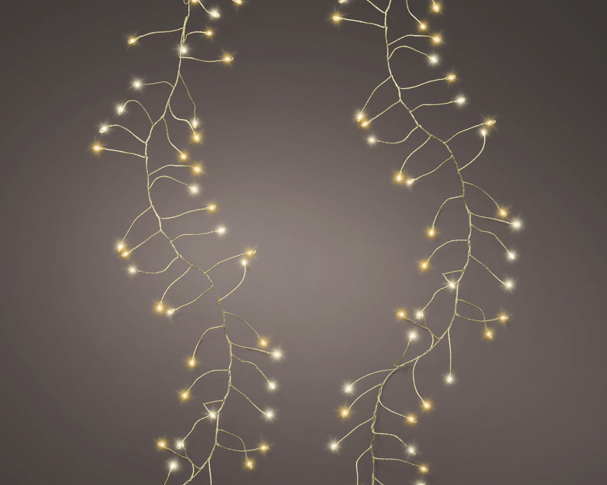 Warm White Micro LED Compact Lights Twinkle Effect Outdoor Lights 12m Gold Cable -  960 LEDS