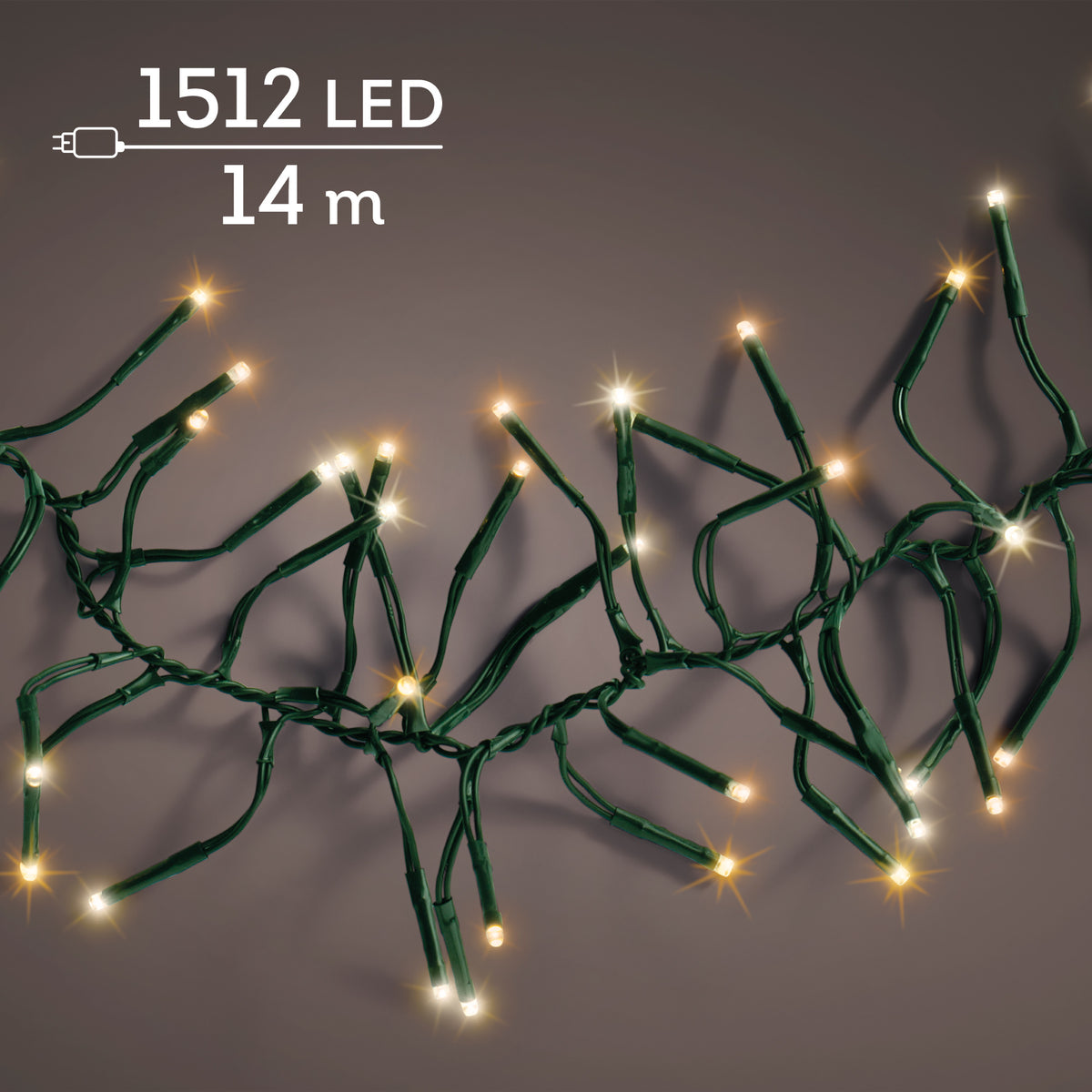 Warm White LED Cluster Lights Twinkle Effect Outdoor Lights 14m Green Cable -  1512 LEDS