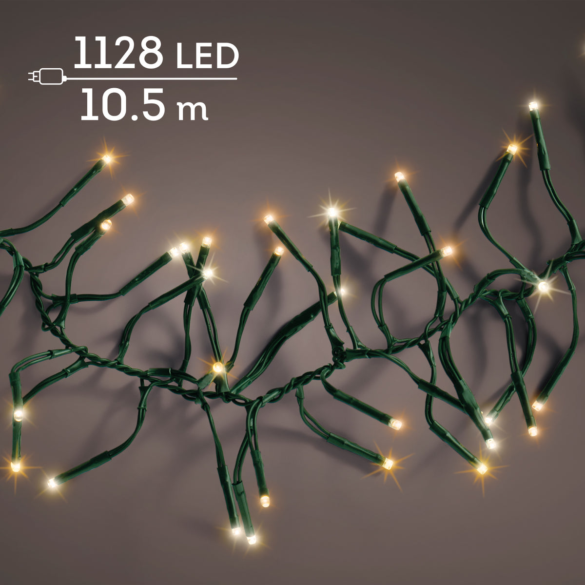 Lumineo Warm White LED Cluster Lights Twinkle Effect Outdoor Lights 10.5m Green Cable -  1128 LEDS