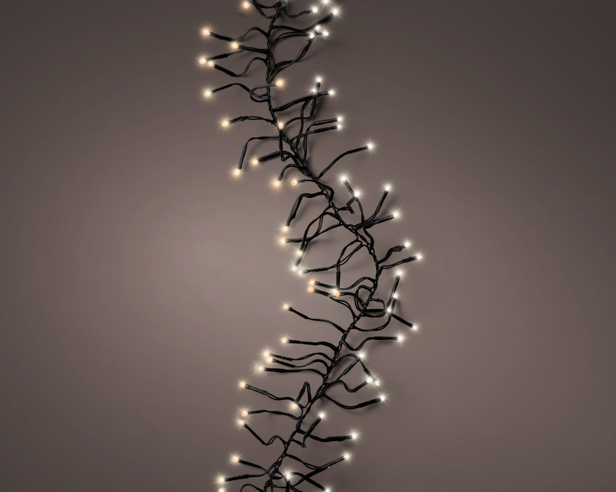 Lumineo Warm White LED Cluster Lights Twinkle Effect Outdoor Lights 28m Green Cable - 3000 LEDS