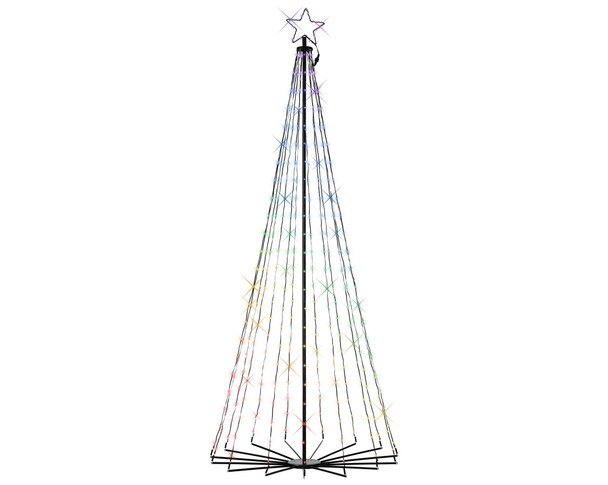 Special Offer Colour Changing Pin Wire Digital LED Cone Pyramid Tree with Star Tree Topper - 2.4m