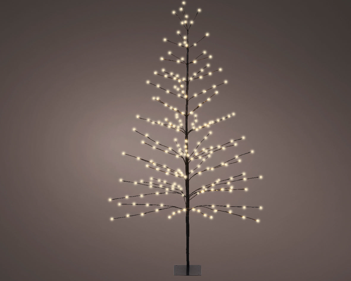 Lumineo Outdoor Warm White LED Black Artificial Twig Tree with 232 Lights - 180cm