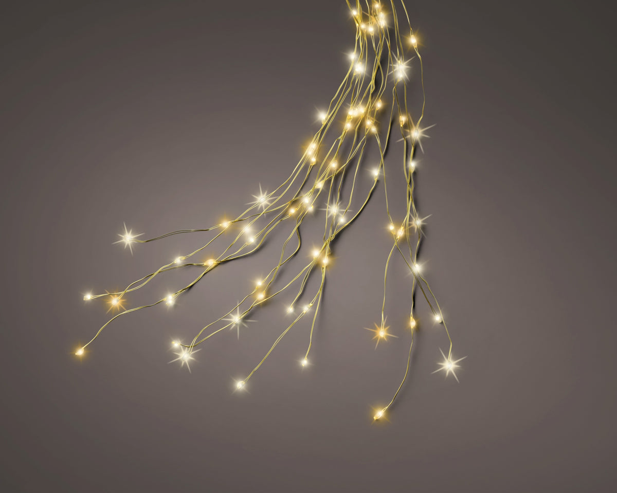 Lumineo 240 Micro LED Garland Gold, Warm White & Classic Warm White Mixed Twinkle Lights on Gold Wire