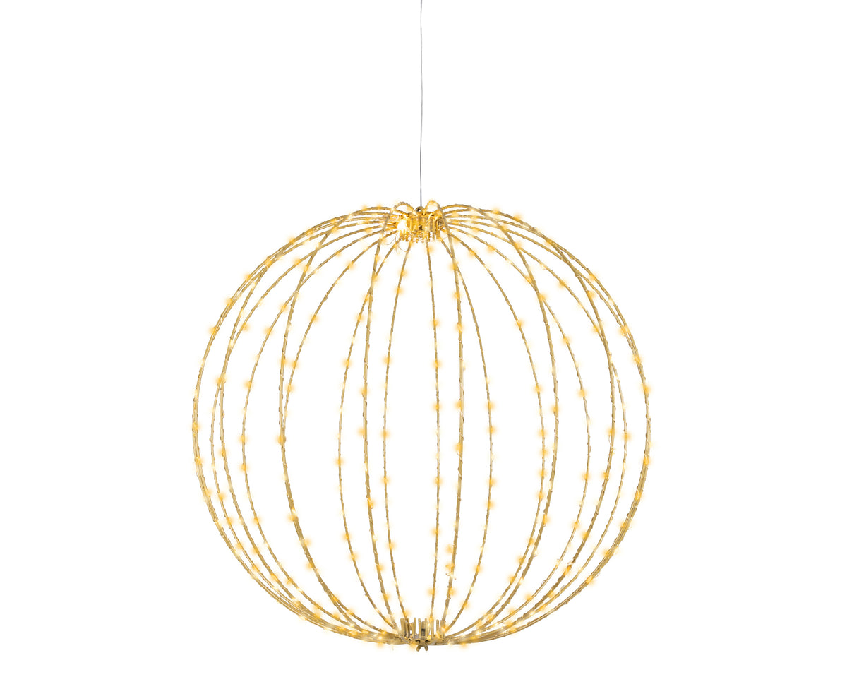 Lumineo 58cm Gold, Warm & Classic White Light Up Outdoor Hanging Ball Decoration with 480 LEDs