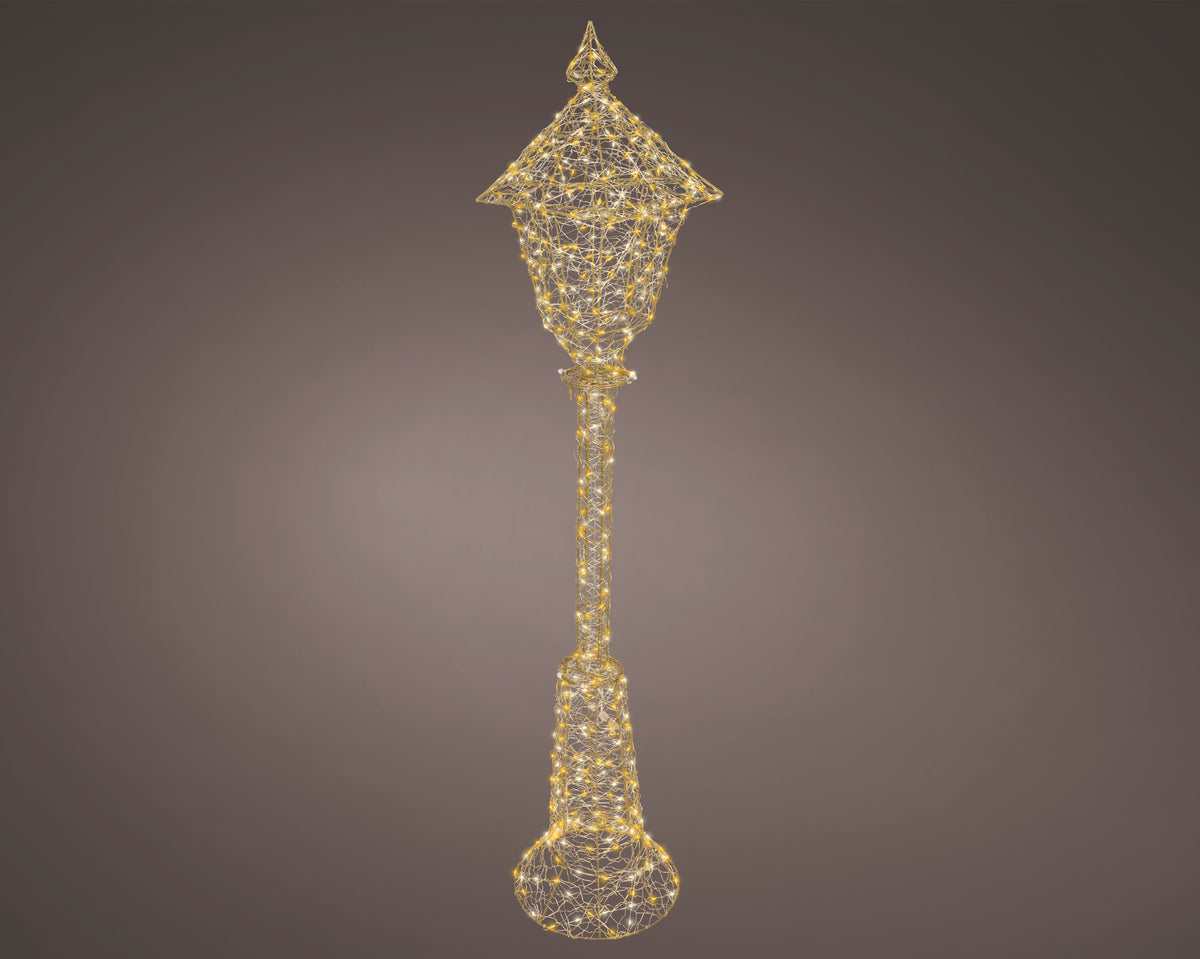 Lumineo 150cm Gold, Warm & Classic White Light Up Outdoor Gold Wire Lamp Post with 500 LEDs