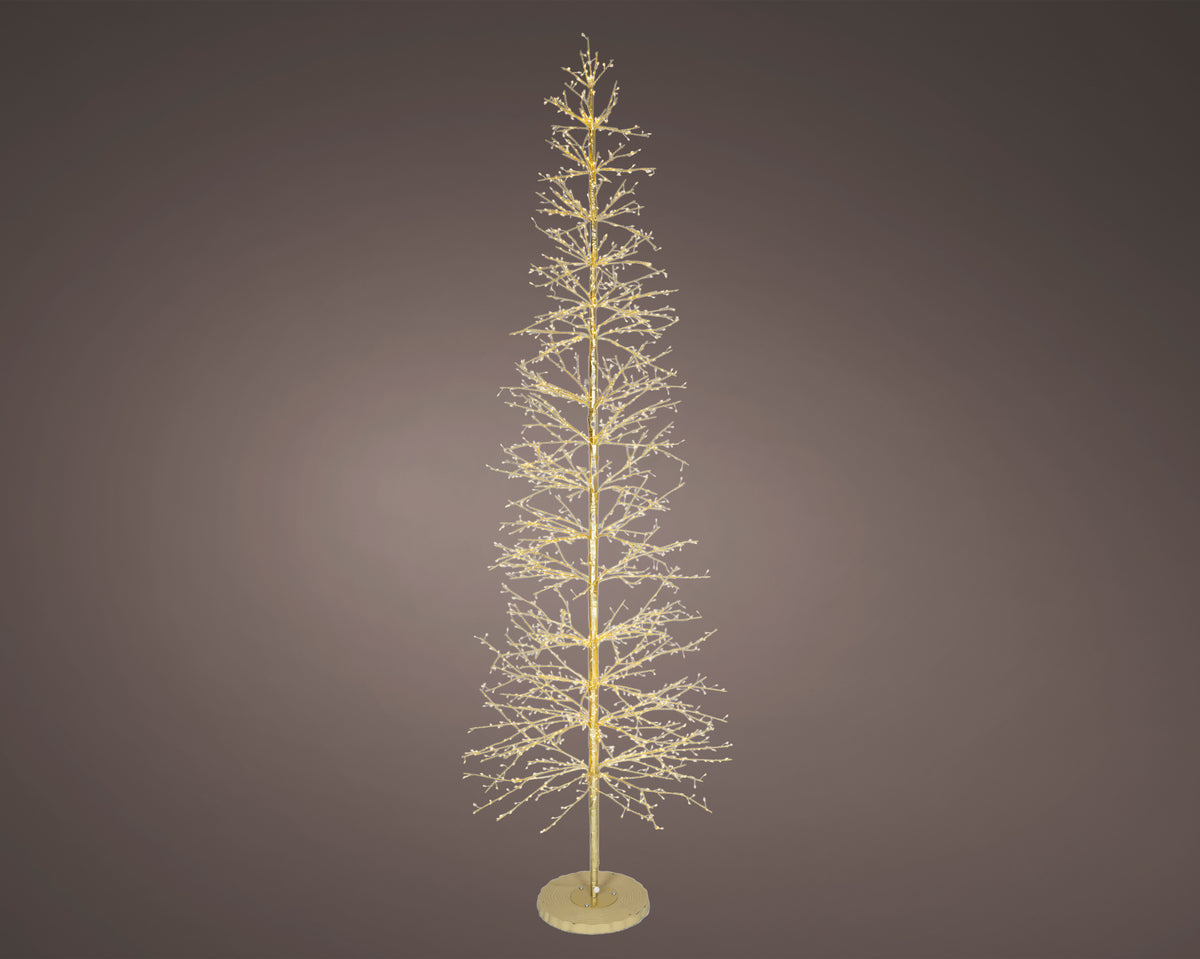Special Offer 270cm Lumineo Tall Outdoor with 2048 Classic Warm & Warm White Micro LEDs Gold Twig Tree