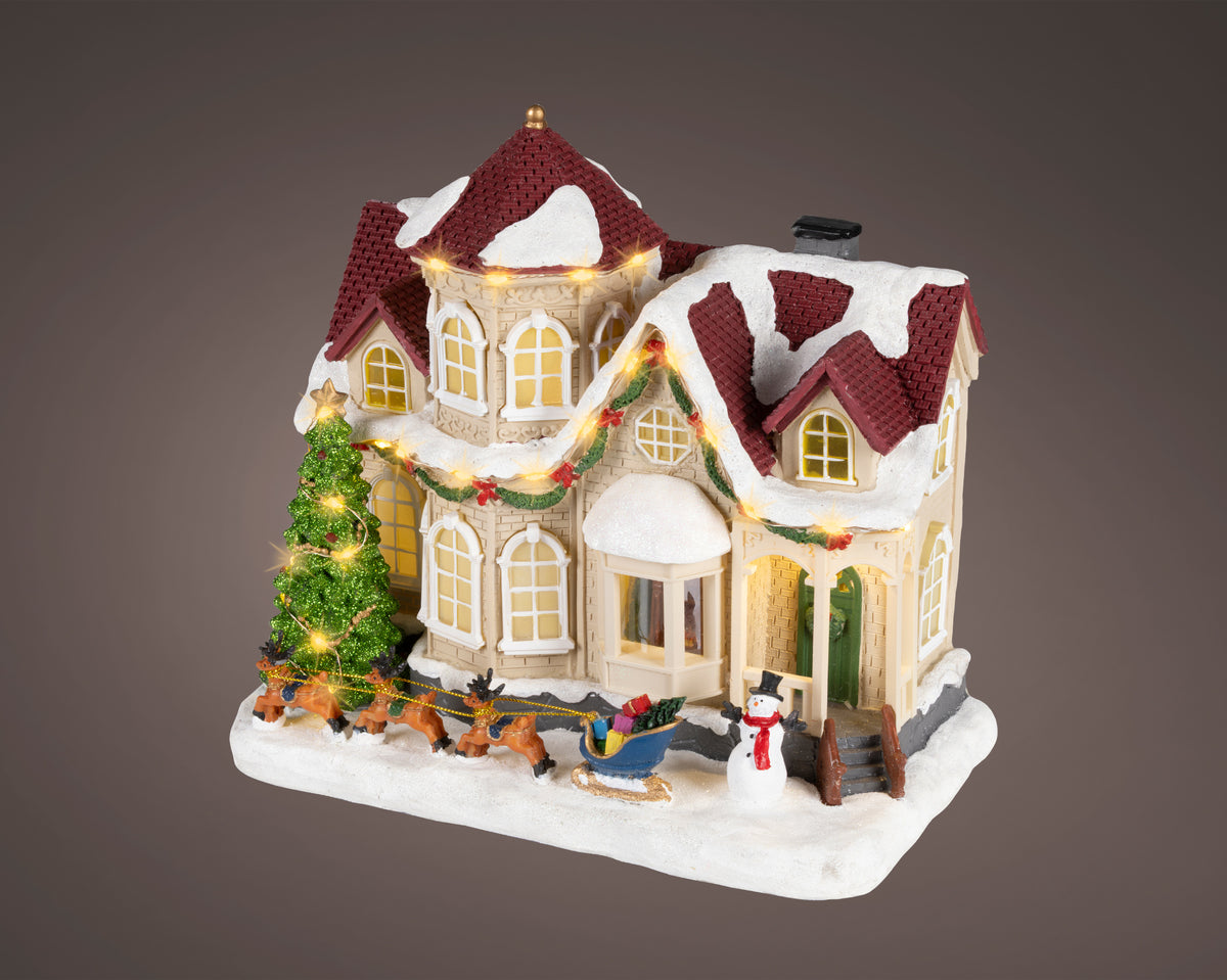 Lumineo LED Christmas Village Festive House with Sleigh