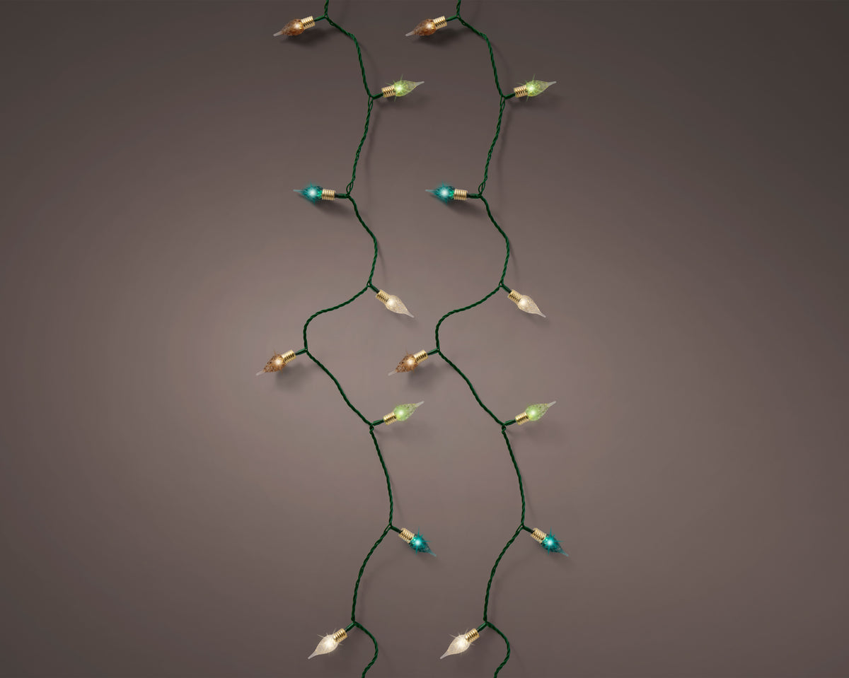 Lumineo Multi LED Vintage Twinkle Effect Outdoor Lights 17.9m Green Cable - 180 LEDS