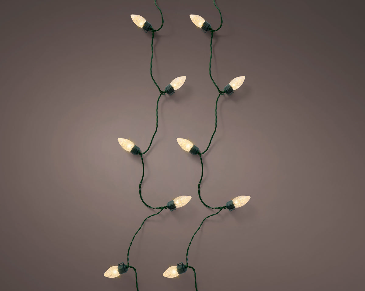 Lumineo 100 Soft Gold Large LED Vintage Bulb Twinkle Effect Outdoor Lights 19.8m Green Cable