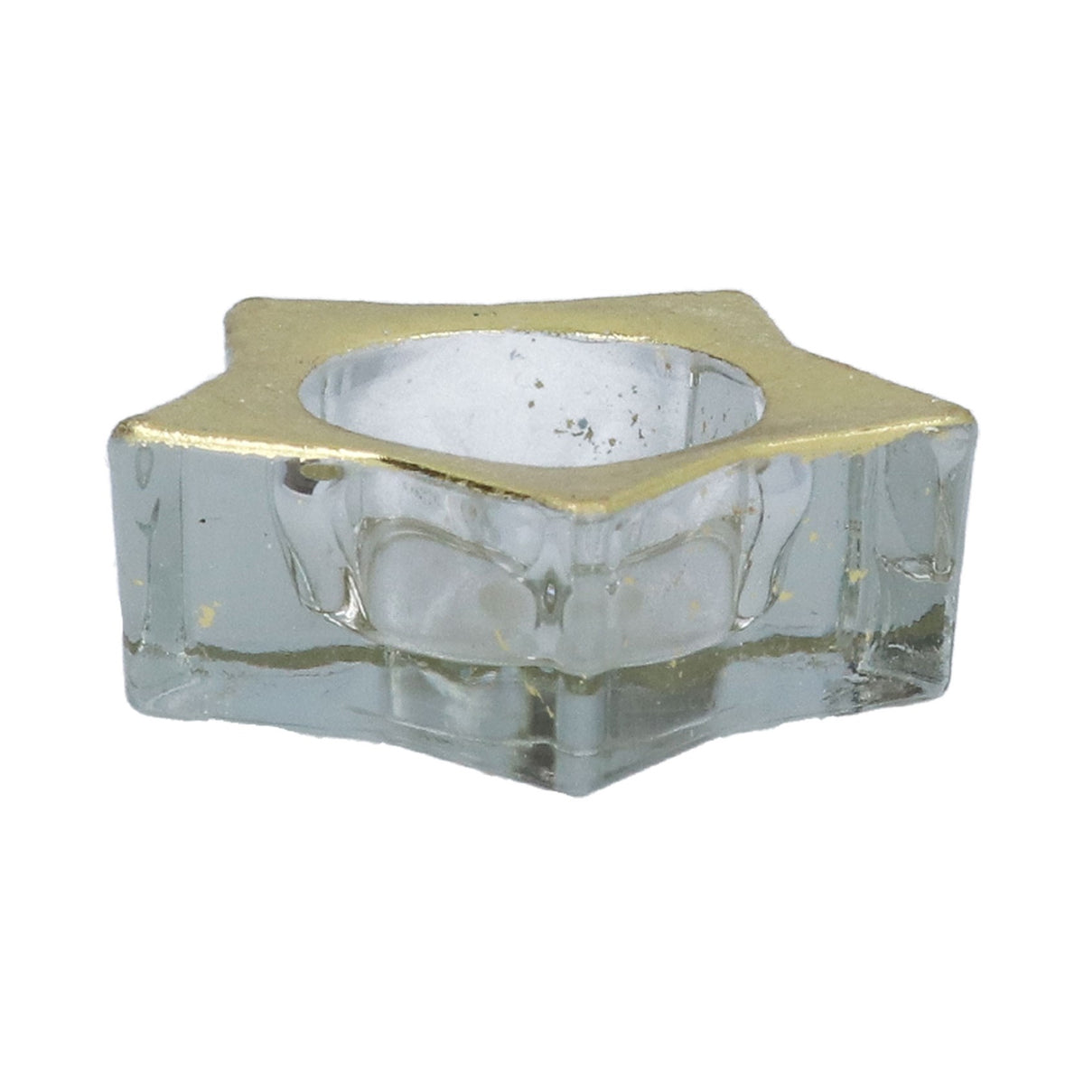 Gisela Graham - Gold Star Glass Tealight Holder - 7cm