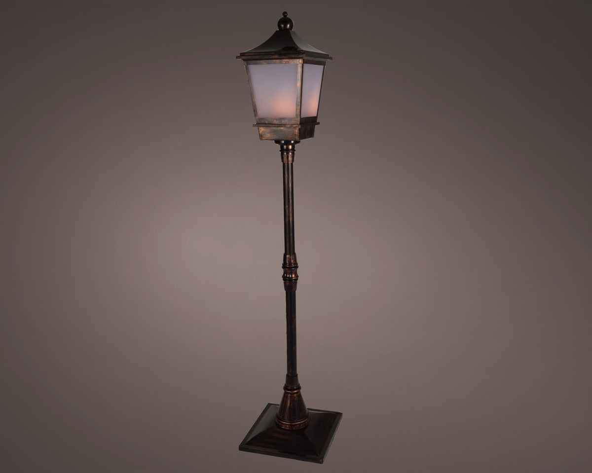 Lumineo Large 185cm Outdoor Lamp Post with Flame Effect Light