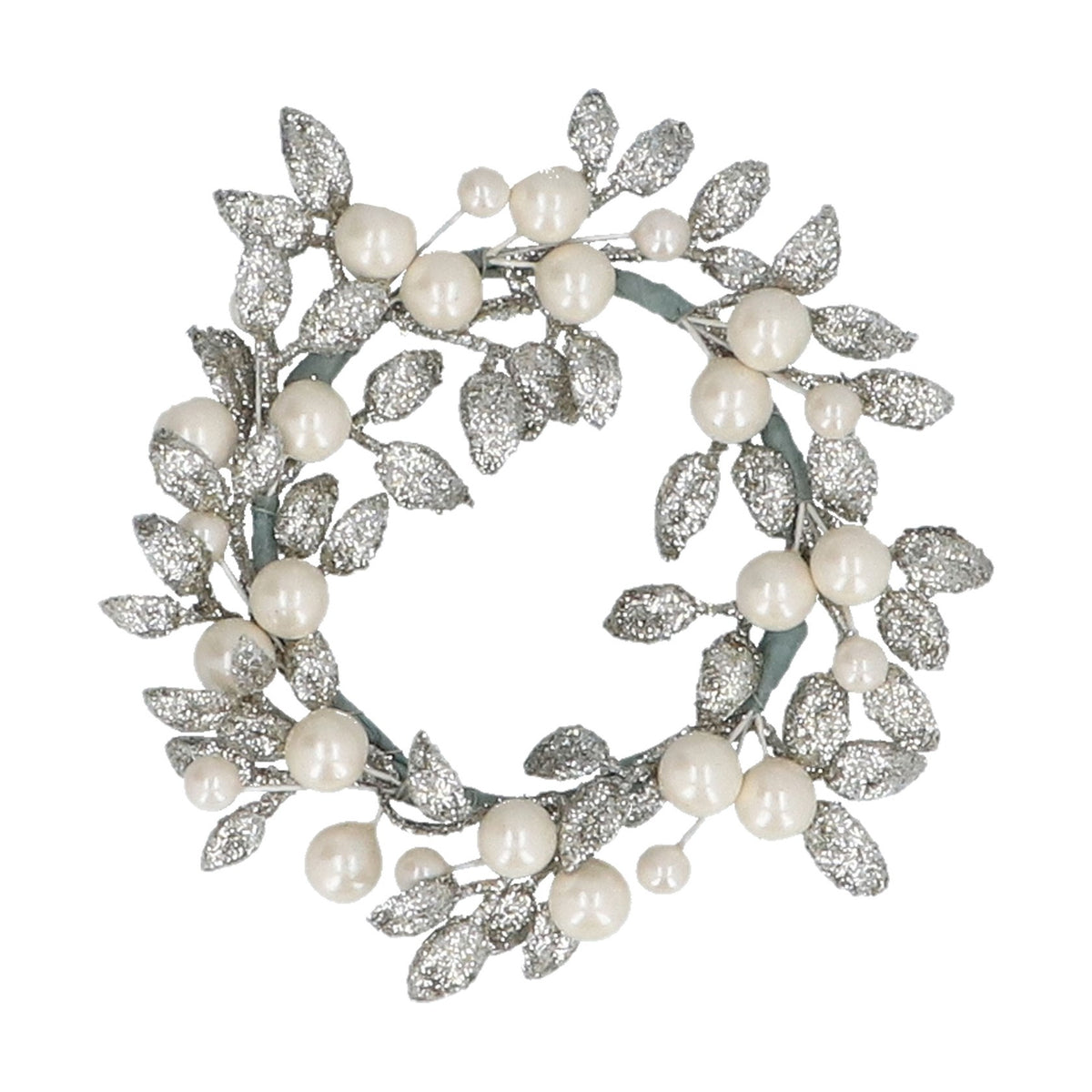 Gisela Graham Large Champagne Glitter & Pearl Candle Ring