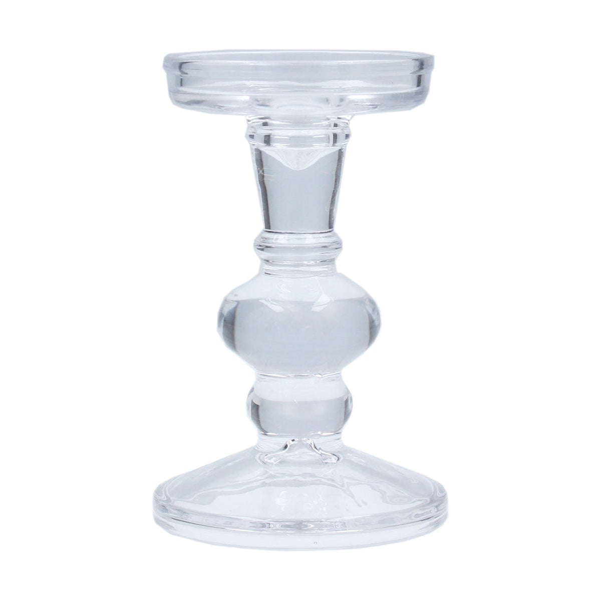 Gisela Graham - Glass Candleholder 15cm - Glass Clear Candlestick